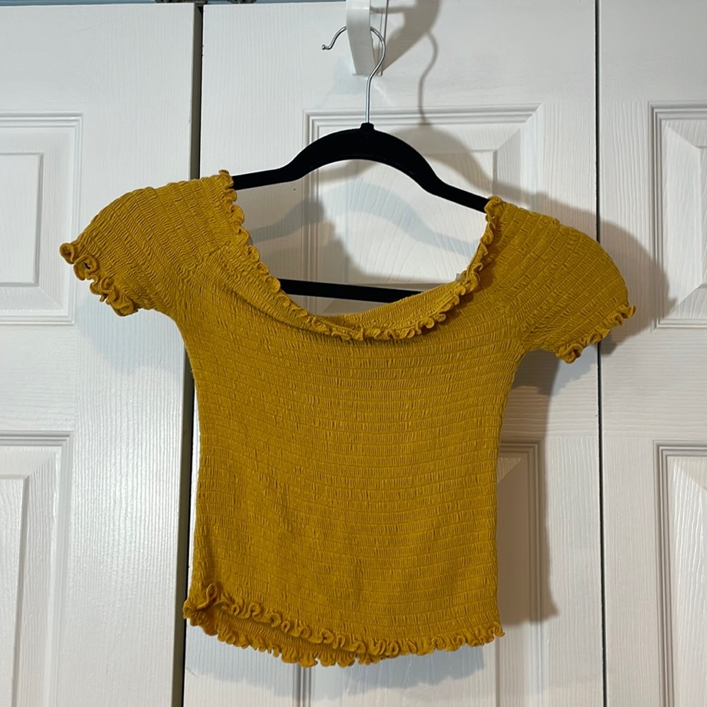 Yellow Off The Shoulder Crop Top